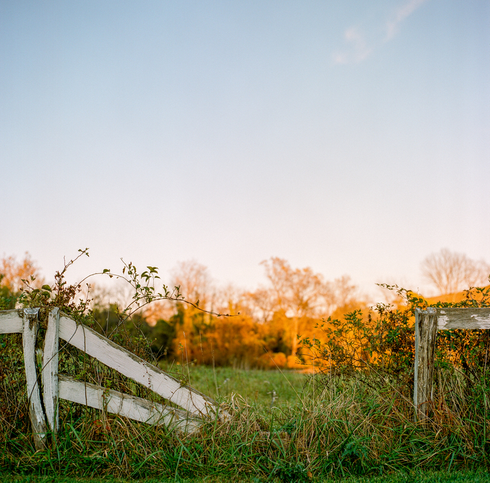 Fence In Disrepair At Sunset On An Autumn Evening.